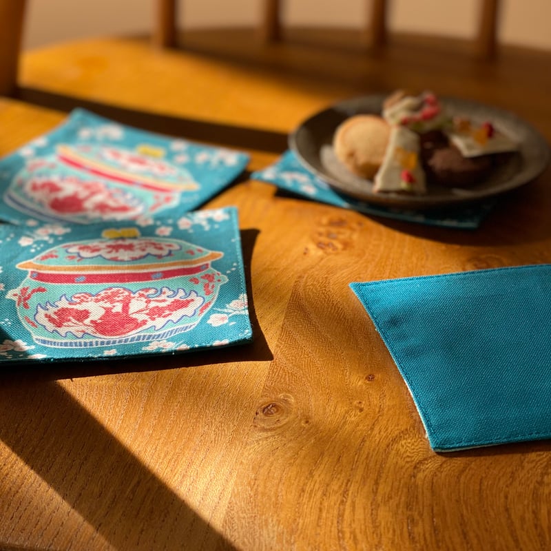 [輸入品お勧め]プラナカンインスパイアカムチェン　ライトグリーン シンガポールのコースター プラナカン食器（カムチェン