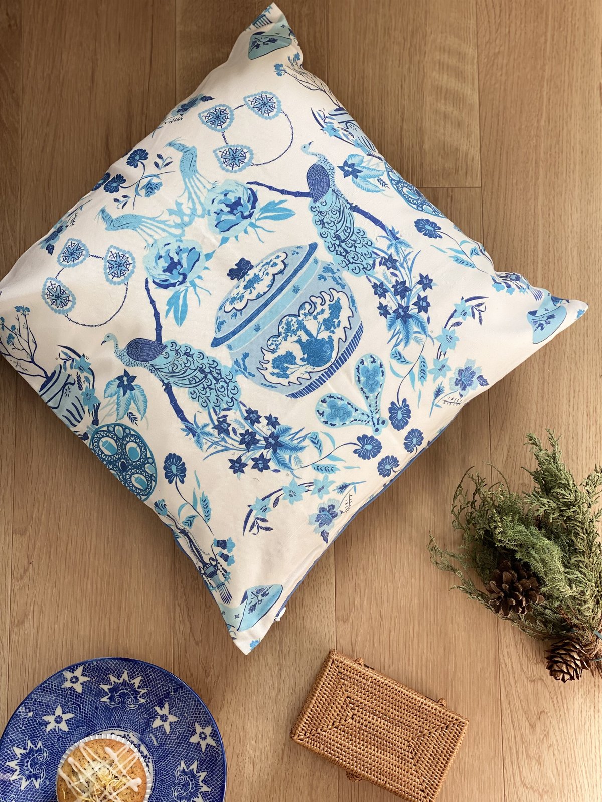 シンガポールのクッションカバー プラナカン（ブルー） | シンガポール