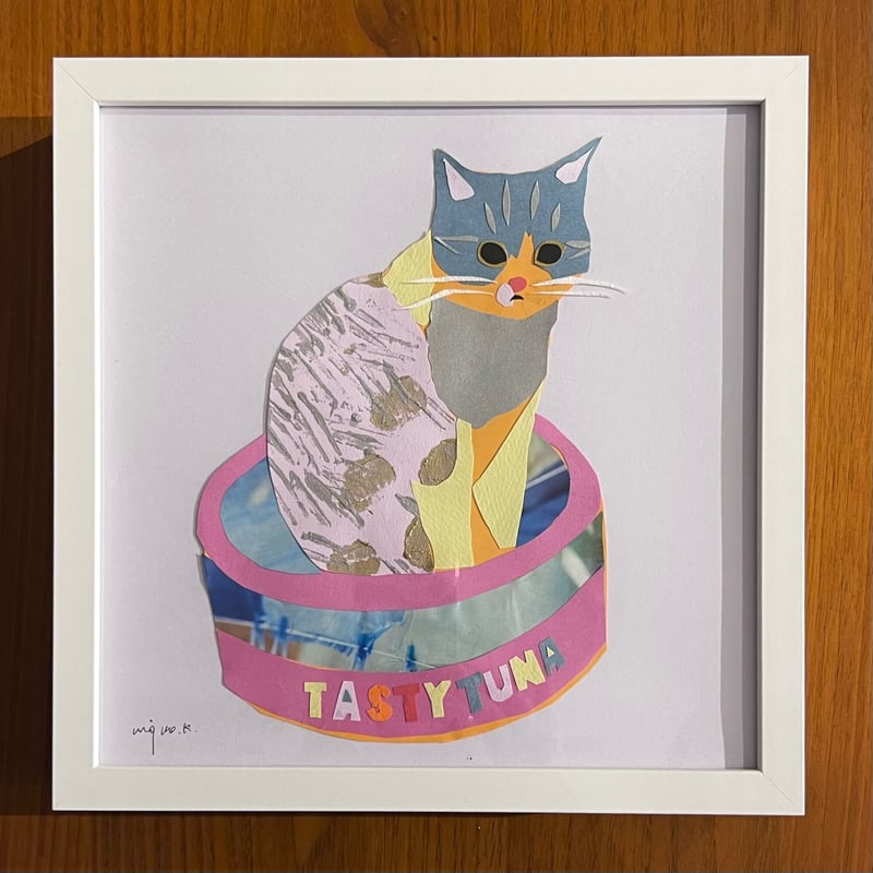 川上麻衣子 切り絵原画 缶詰のなかのTACK pink | NYANAKA TOWN store