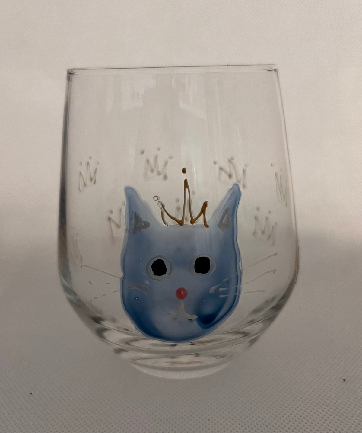 楕円の額入り　ガラス絵「野原の青い目の猫くん」 川上麻衣子手描きねこグラス 万能グラス 4種 | NYANAKA TOWN store