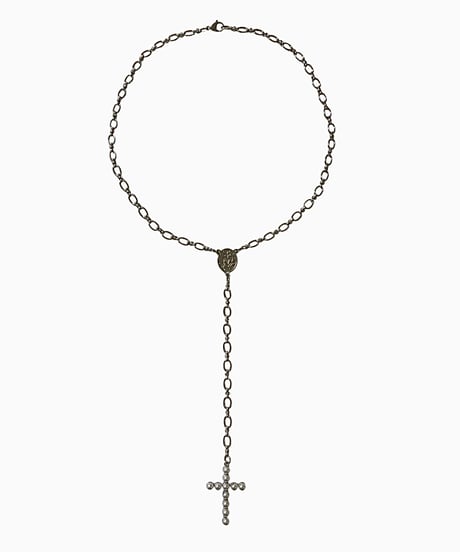 CROSS×PEARL ROSARY NECKLACE(SILVER)