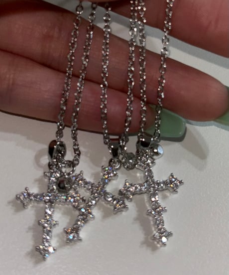 STONE CROSS NECKLACE（SILVER）