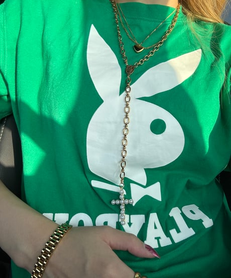 CROSS×PEARL ROSARY NECKLACE(GOLD)