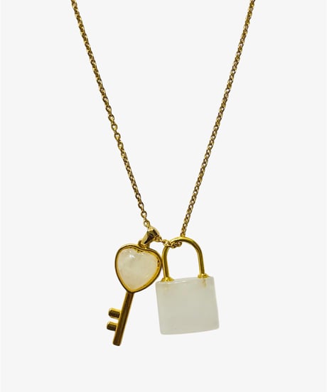 PADLOCK×KEY CHAIN NECKLACE(WHITE CRYSTAL)