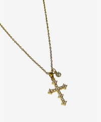 STONE CROSS NECKLACE（GOLD）