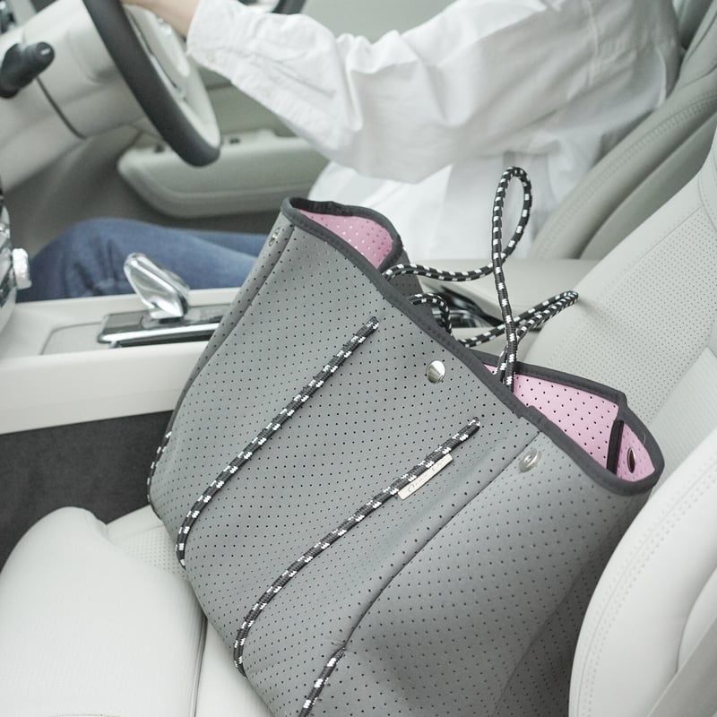 トートバッグ 人気のバイカラー カーキグレー × ピンク マザーズバッグ