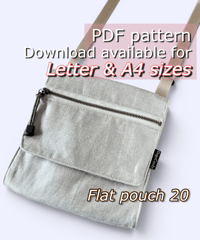 【Letter & A4】［Flat Pouch20］PDF Sewing Pattern – Pattern Only (Instructions on YouTube)