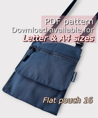 【Letter & A4】［Flat Pouch16］PDF Sewing Pattern – Pattern Only (Instructions on YouTube)