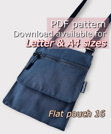 【Letter & A4】［Flat Pouch16］PDF Sewing Pattern – Pattern Only (Instructions on YouTube)