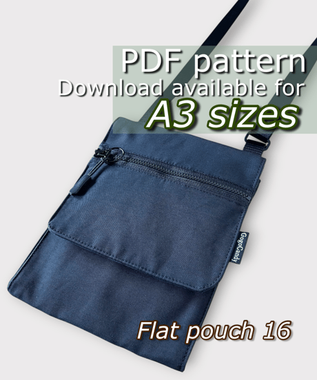 【A3】［Flat Pouch16］PDF Sewing Pattern – Pattern Only (Instructions on YouTube)