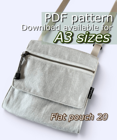 【A3】［Flat Pouch20］PDF Sewing Pattern – Pattern Only (Instructions on YouTube)