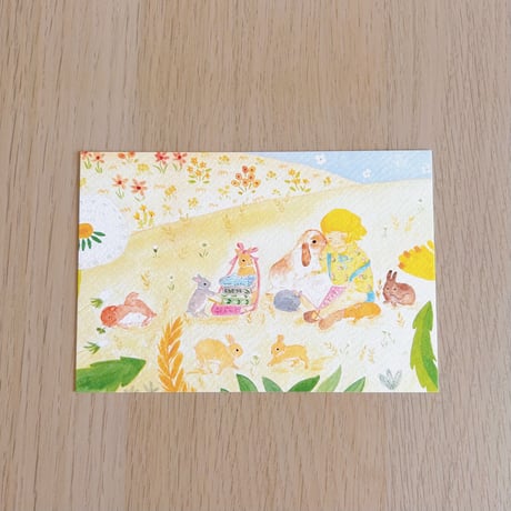 ポストカード * キエピノコ（花麦うさぎと花）