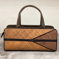 網代スクエアバッグ　接ぎ　ブラウン