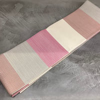 西陣織夏半巾帯『横段』ピンクベージュ　和工房明月オリジナル