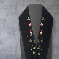 刺繍半衿【クリスマス柄】黒