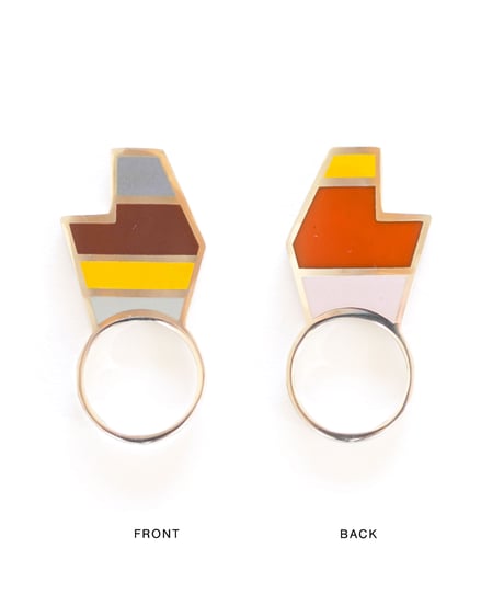 VOYAGE, a vertical and two faced enamel ring, VYG_010