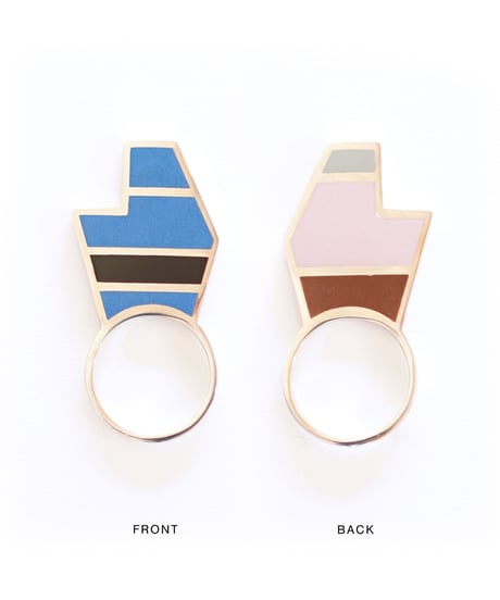 VOYAGE, a vertical and two faced enamel ring, VYG_017