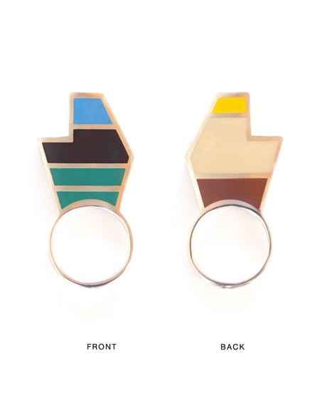 VOYAGE, a vertical and two faced enamel ring, VYG_011