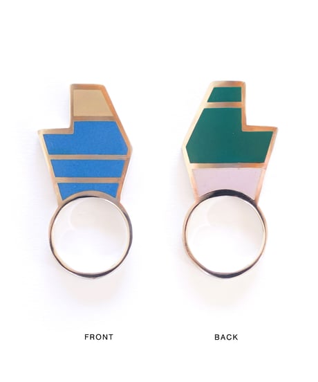 VOYAGE, a vertical and two faced enamel ring, VYG_003
