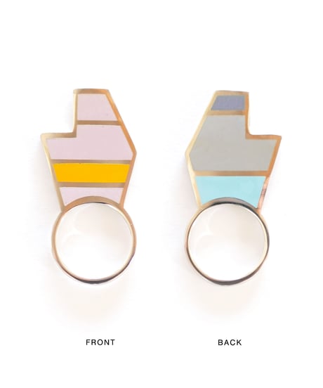 VOYAGE, a vertical and two faced enamel ring, VYG_013