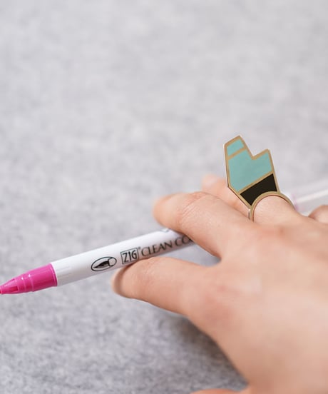 VOYAGE, a vertical and two faced enamel ring, VYG_014