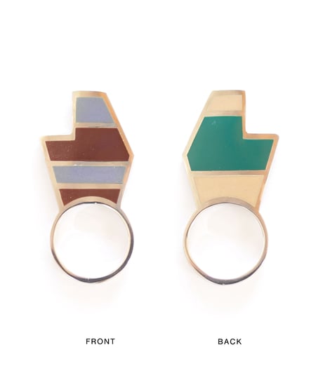 VOYAGE, a vertical and two faced enamel ring, VYG_009