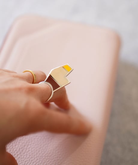 VOYAGE, a vertical and two faced enamel ring, VYG_011