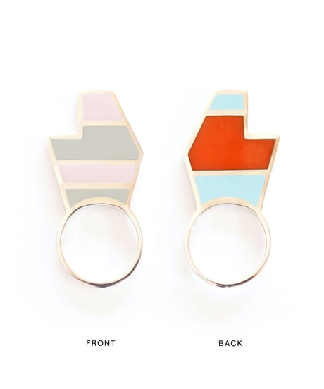 VOYAGE, a vertical and two faced enamel ring, VYG_018