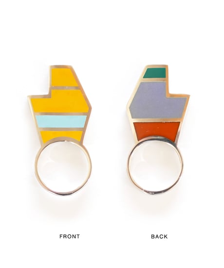 VOYAGE, a vertical and two faced enamel ring, VYG_008