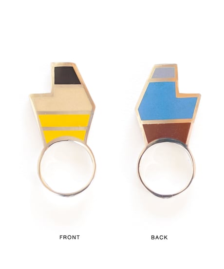 VOYAGE, a vertical and two faced enamel ring, VYG_020
