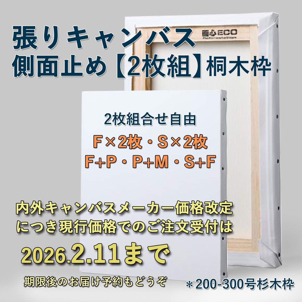 張りキャンバス（側面止め）【2枚組】 FPM-200号＊組合せ自由（純麻 中