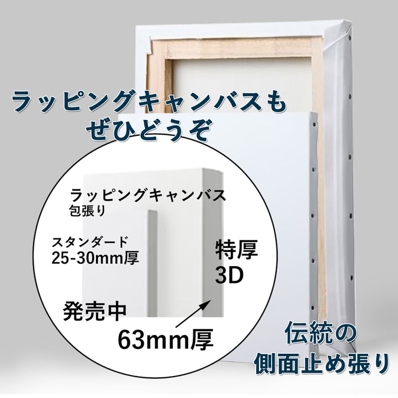張りキャンバス（純麻 中目＊クレサンジャパン）300号 桐木枠・厚み