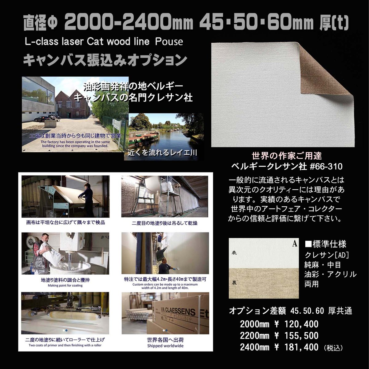 直径 2200mm（Φ）3D 円形包み張りキャンバス［Earthly 3D Circle Ca