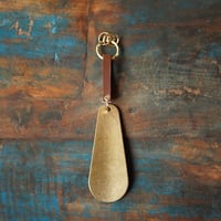 Brass Shoehorn Key Holder with Leather