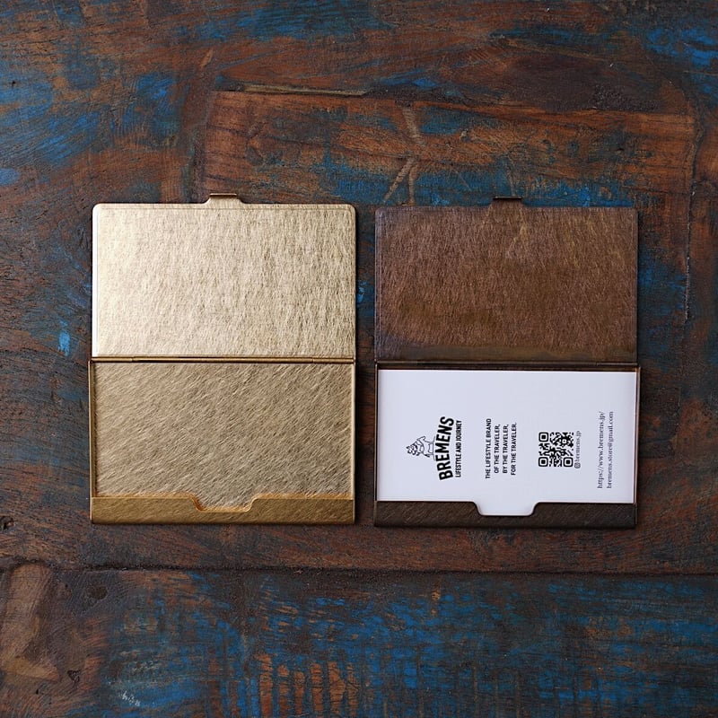 真鍮と木の名刺入れ（無垢&オーク / 錆&縞黒檀） | BREMENS - 旅と