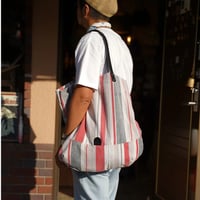 STRIPE VOYAGE 2WAY BAG With Leather Handle