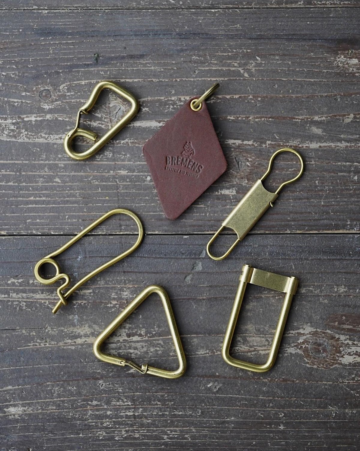 CALEE 真鍮　キーリング SQUARE LEATHER KEY RING 真鍮 ブラス スタッズ スクエア レザー