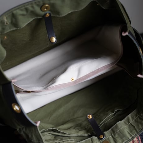 Romanian vintage tent fab tote bag (Black) - オリジナル大判トートバッグ