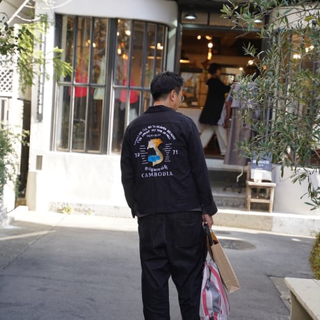Cambodia Embroidered Black Linen Shirts - カンボジアの刺繍リネンシャツ