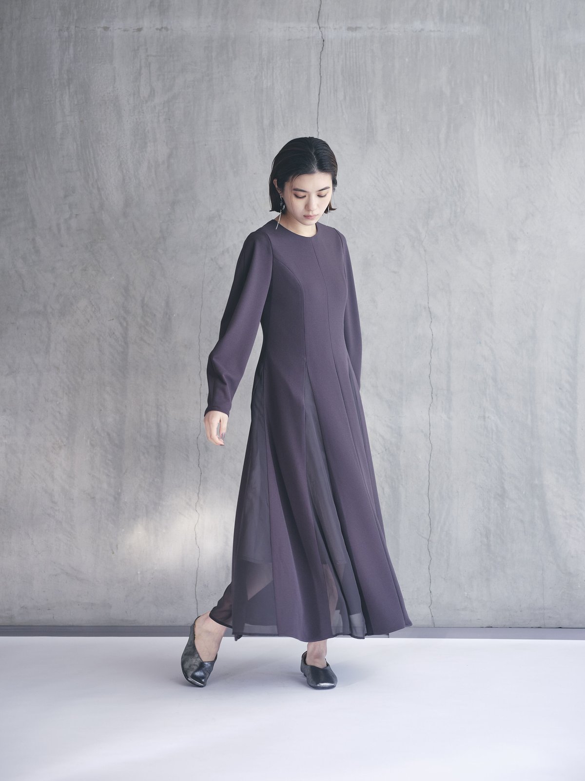バンドなし】sheer drape dress／black | Kana Kawasaki