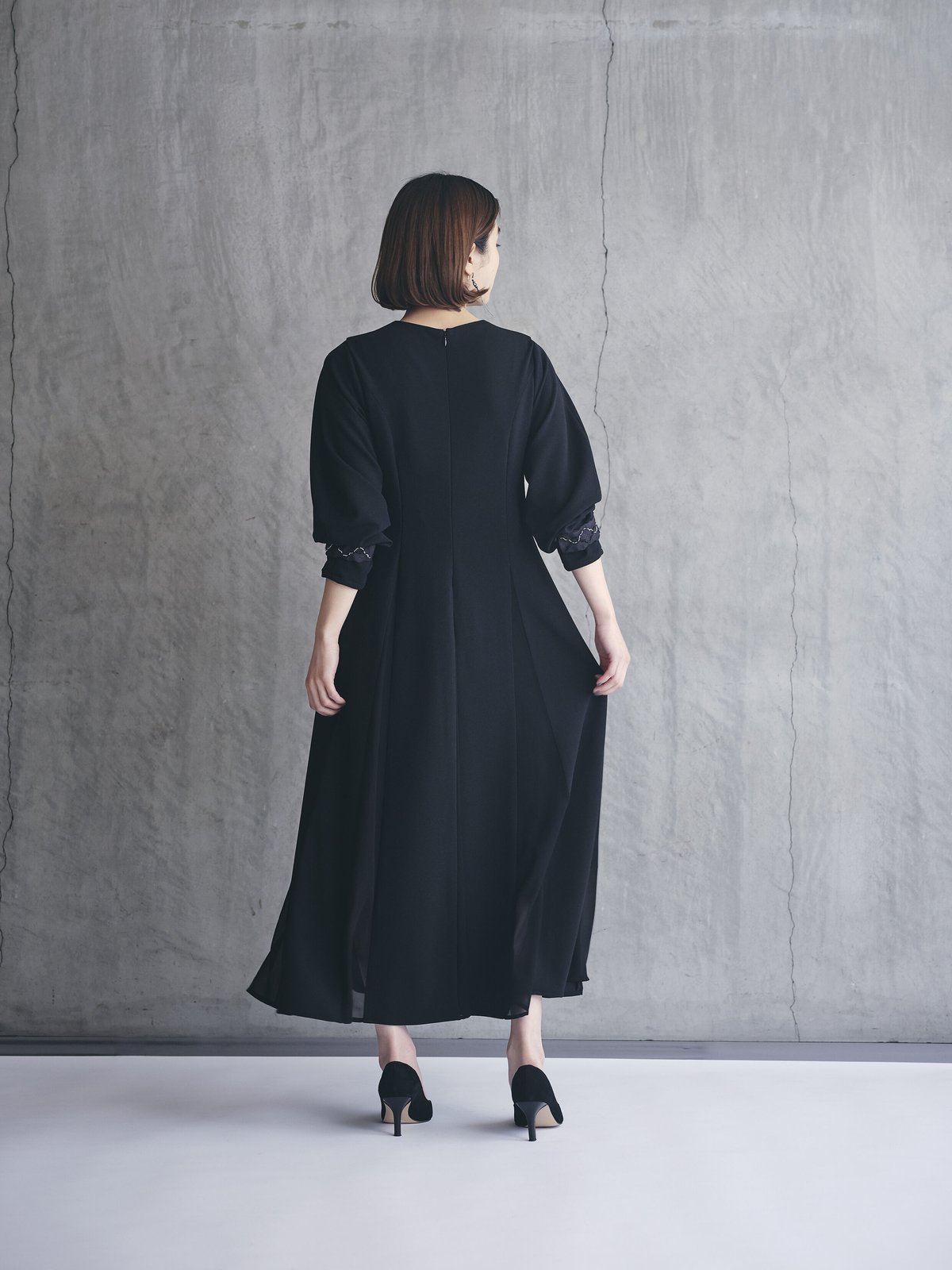 ワンピース deres relax drape dress black バンドなし】sheer drape dress／black | Kana Kawasaki
