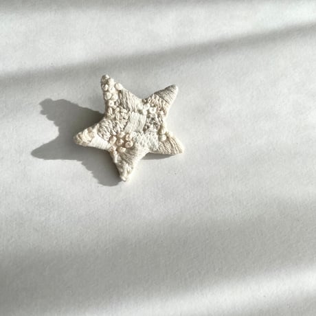 白模様のブローチ　ほし