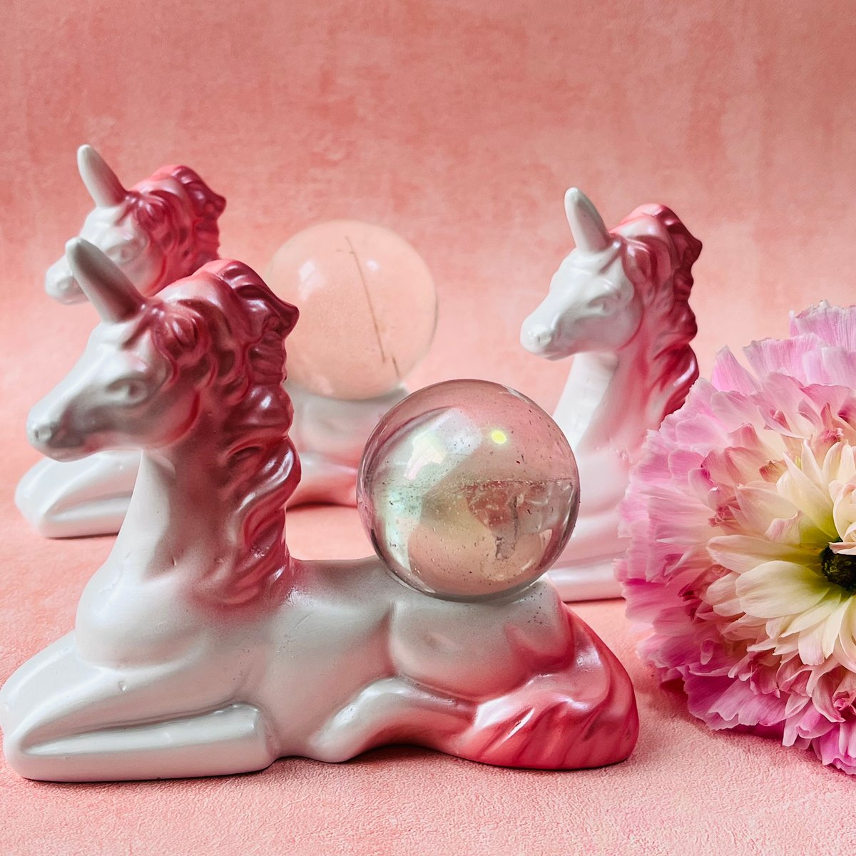 ぴぃさま専用ユニコーンジャスパーシリカ スフィア 天然石置物 D157