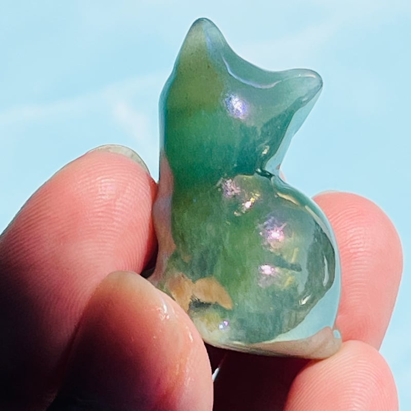 グリーンオーラ フローライト 猫ちゃん | Crystal shop Mayria