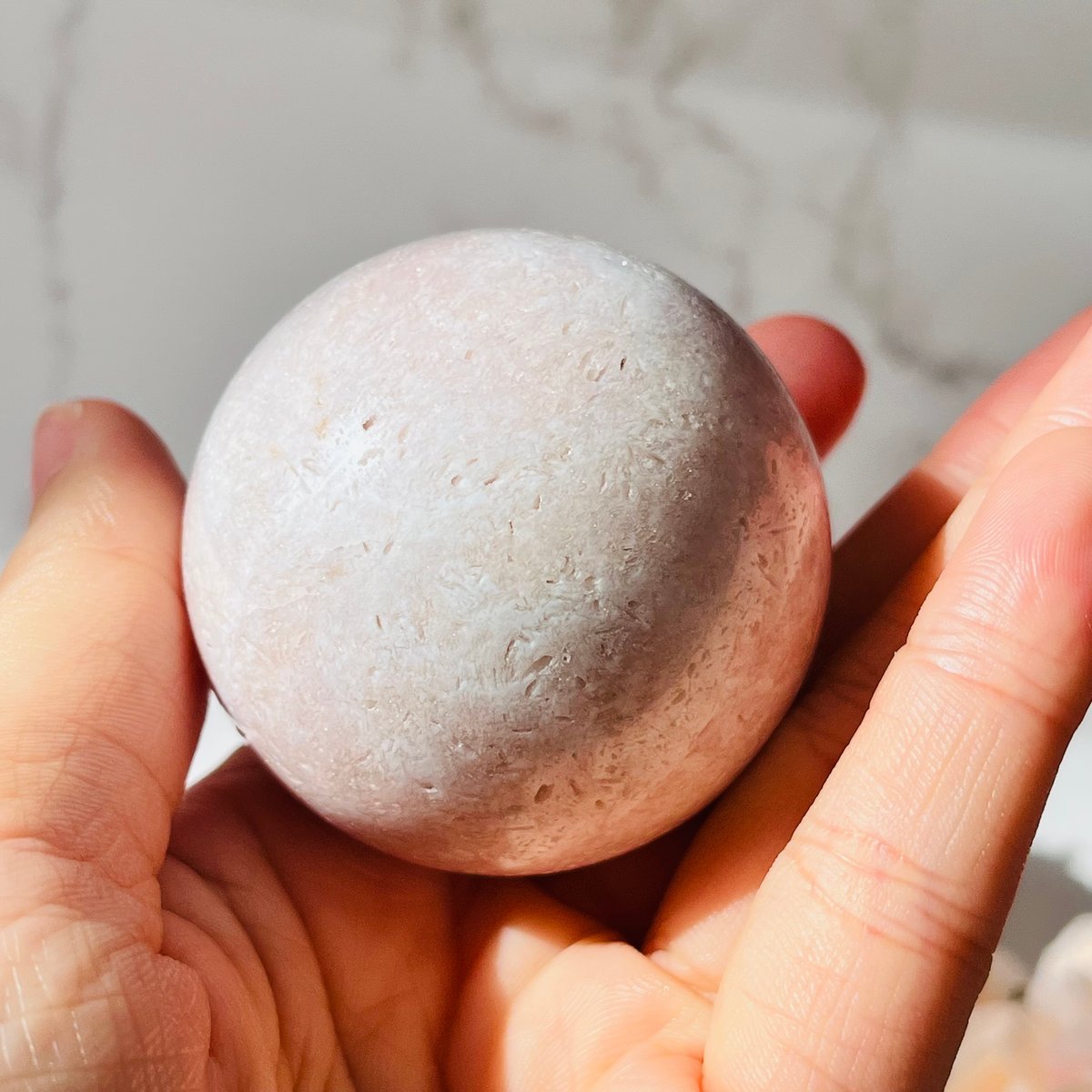 美しいパープルピンク❣️\"ピンクアメジスト&桜めのう\"の大玉73.5mmスフィア❣️ 美しいパープルピンク❣️