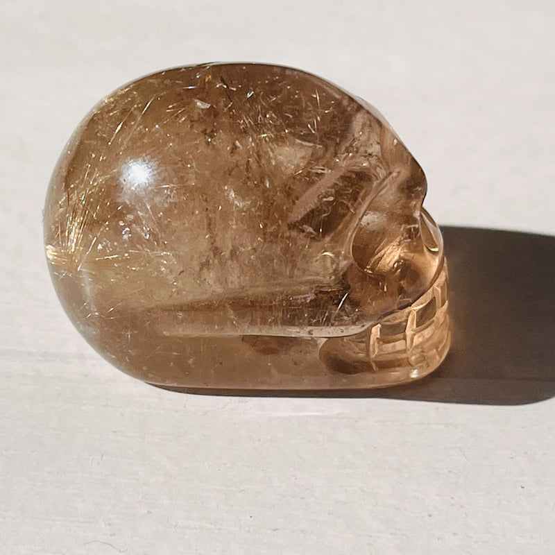 レア　高品質　スカル　髑髏　シルバールチル　水晶　ゴールドルチル ブラジル産]ゴールドルチルクォーツ丸玉/スフィア - 埼玉県吉川