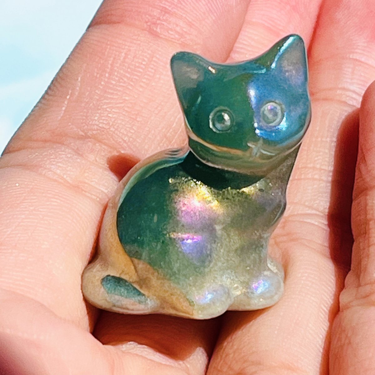 グリーンオーラ フローライト 猫ちゃん | Crystal shop Mayria