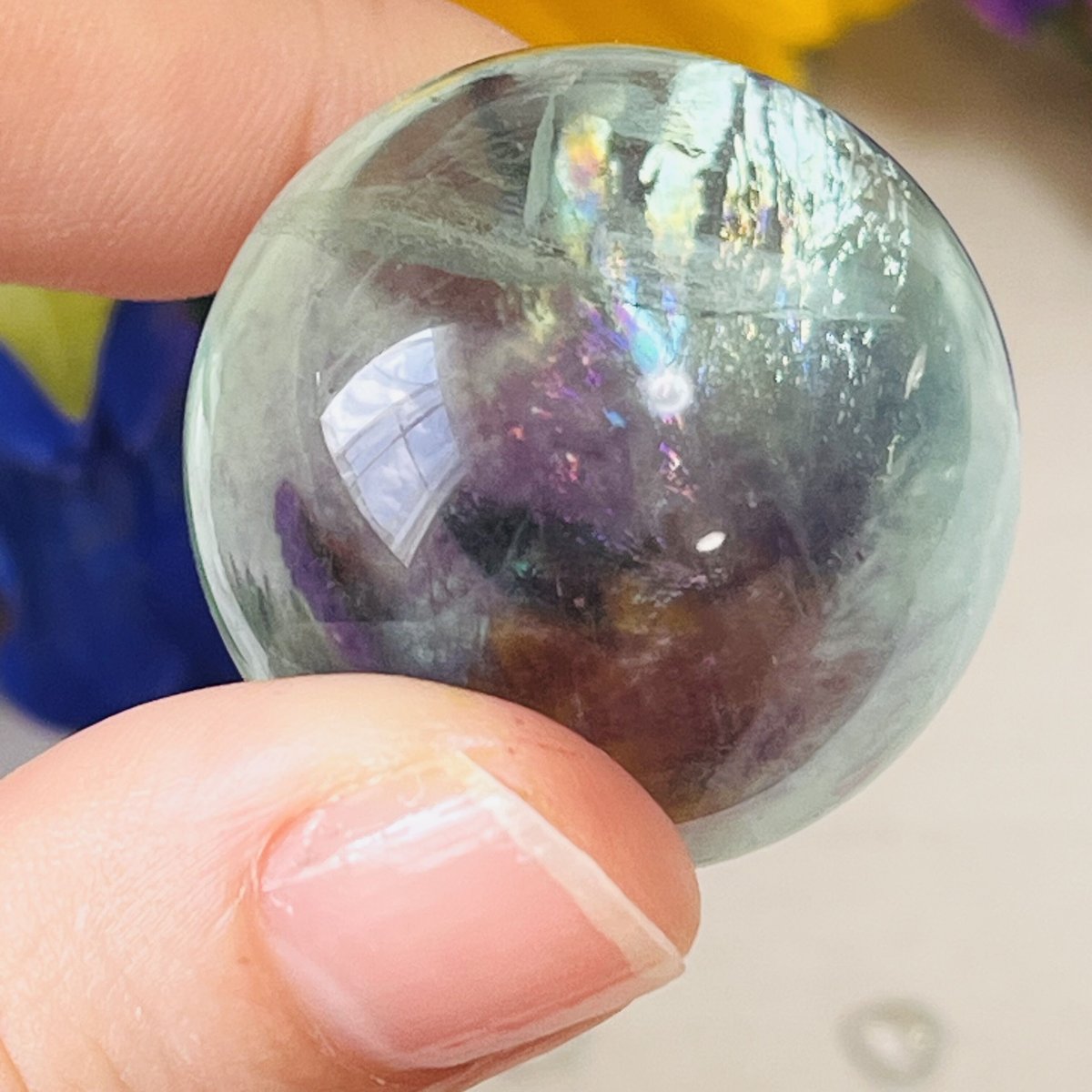 美しい虹🌈 ハイクオリティ フローライト スフィア | Crystal