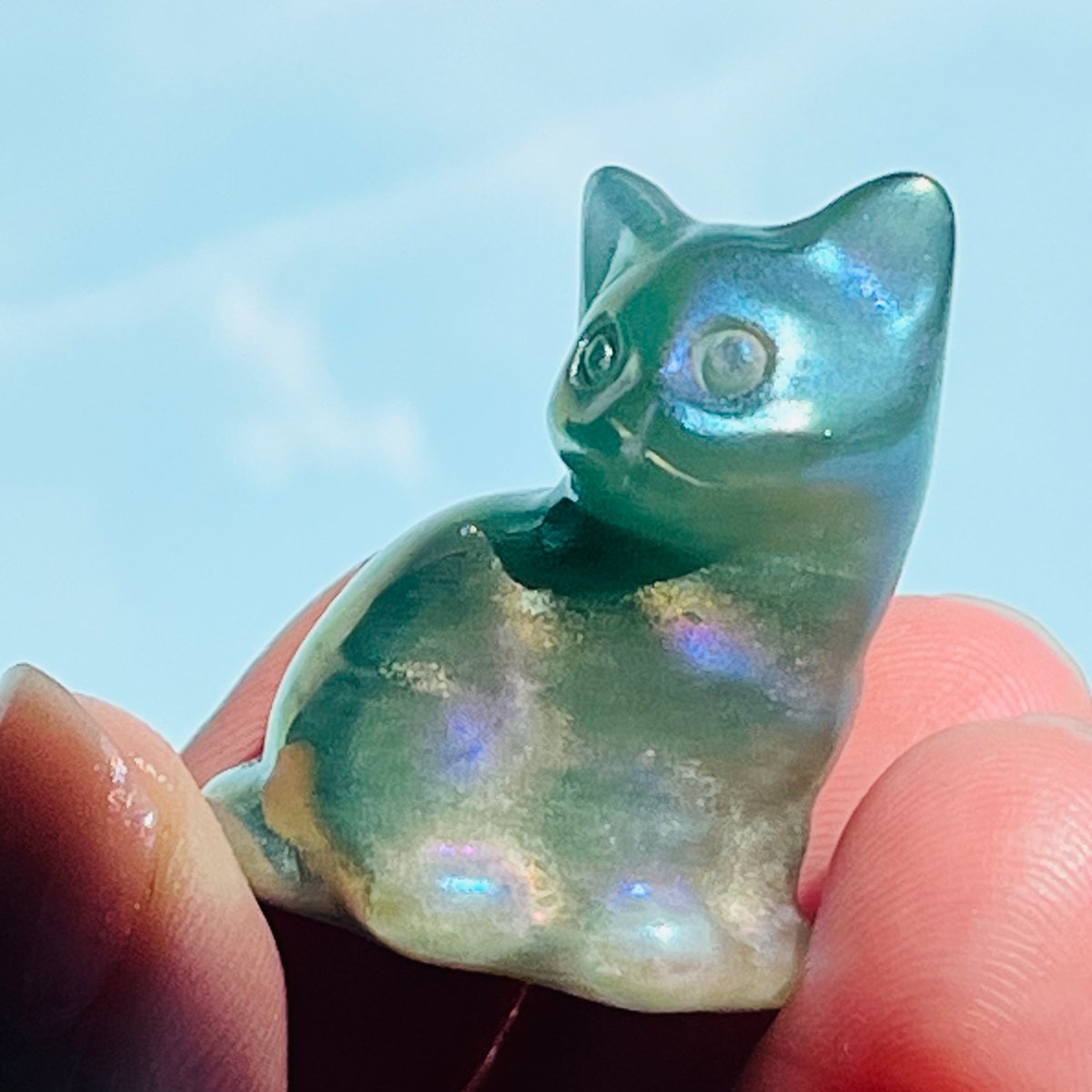 0801101  天然フローライト猫ちゃん５個セット、貫通穴　残り僅か 0801101 天然フローライト猫ちゃん5個セット、貫通穴 残り僅か 【公式