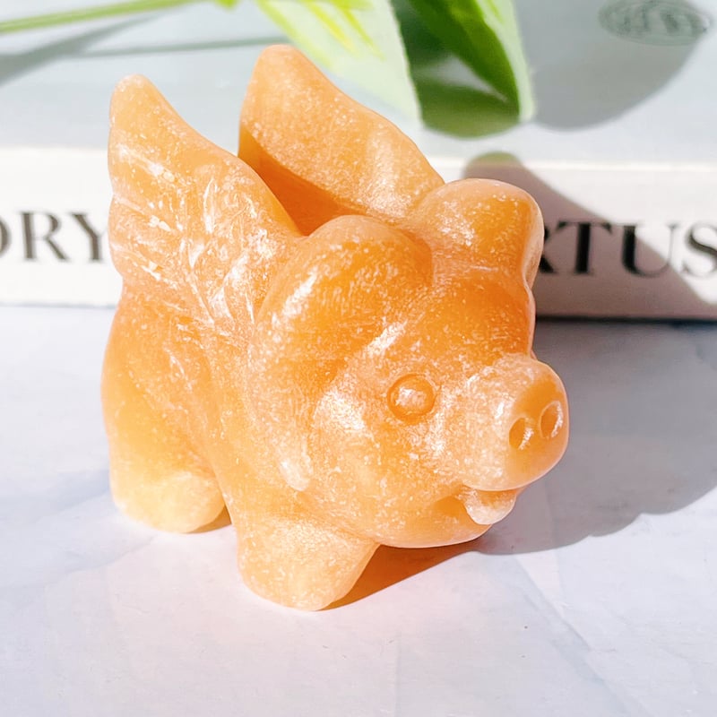 オレンジカルサイト 羽の生えたぶたちゃん | Crystal shop Mayria